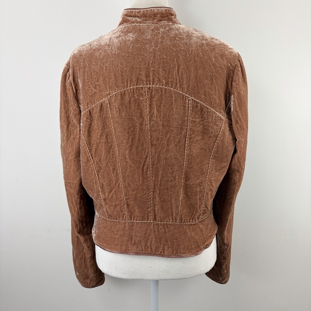 Gianni Bini Brown Velvet Hook Front Jacket Women's Large Rayon Silk Blend - Picture 2 of 12